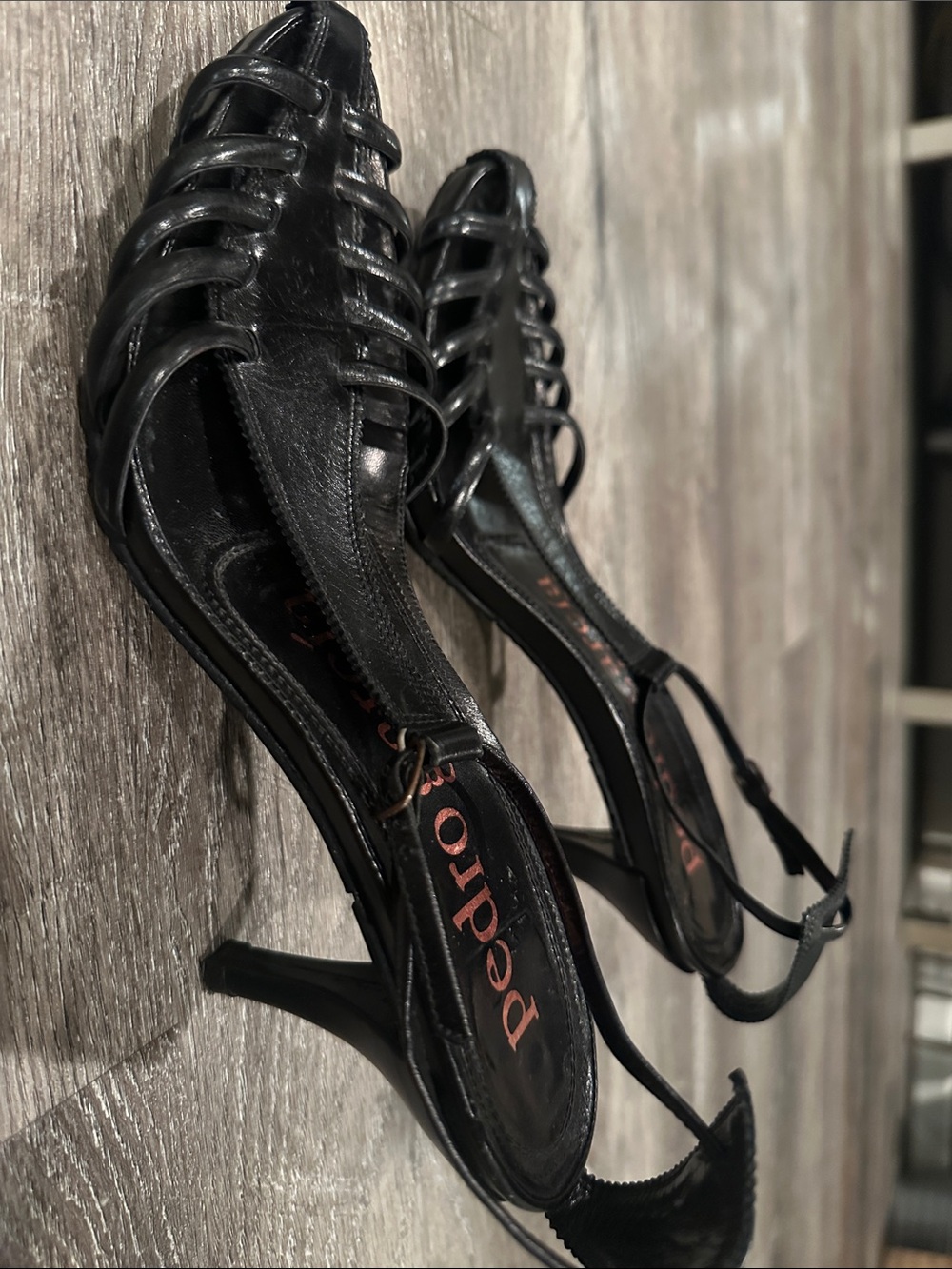Pedro Garcia Black Woven Leather Slingback Heels - Picture 7 of 8